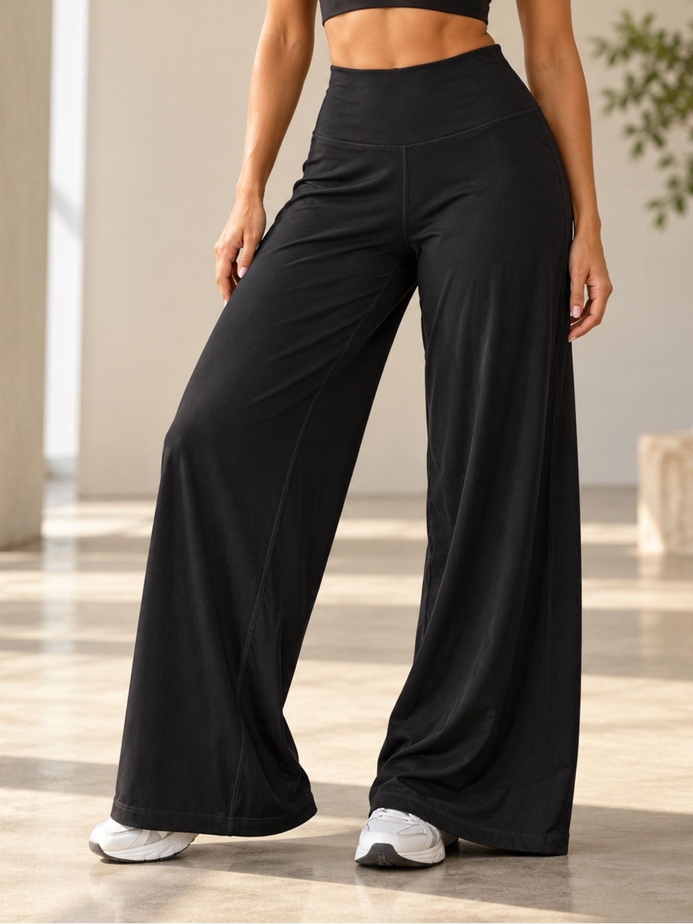 OFFLINE by Aerie Real Me Xtra High Rise Wide Leg Pants Black L